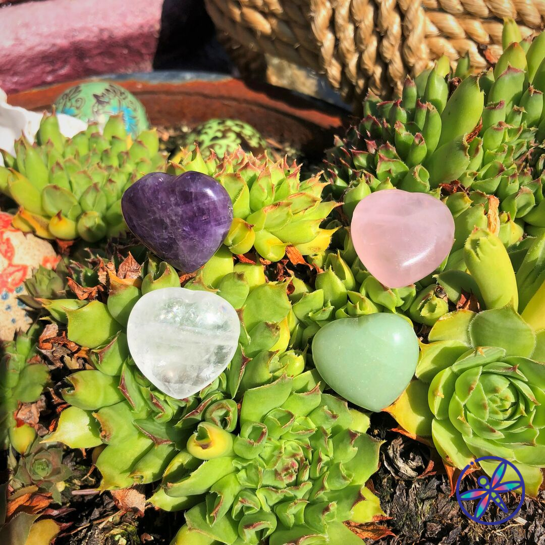 Polished Crystal Hearts Bundle - 4 pieces