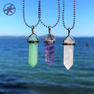 Peace & Harmony Crystal Necklace set: Aventurine, Purple Fluorite, Clear Quartz