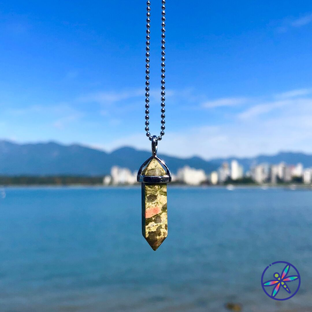 Unakite Crystal Point Necklace